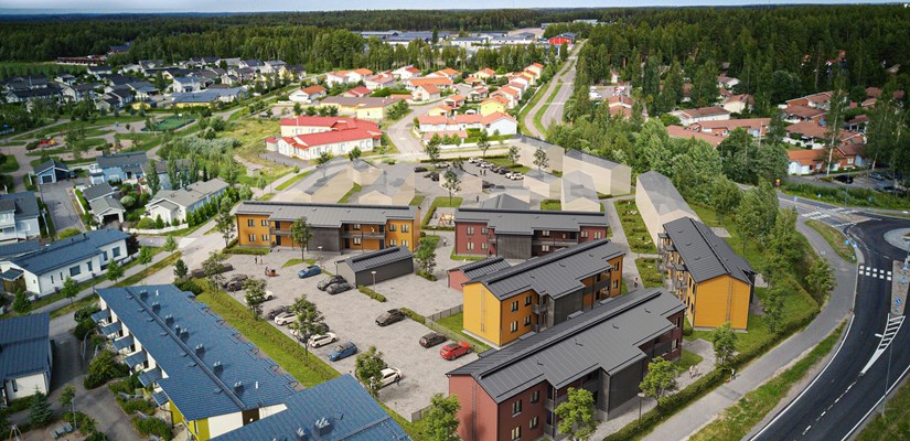Alustava visualisointi As. Oy Tuusulan Sinisiivestä Ilmakuva Tuusulan Sinisiiven alueesta