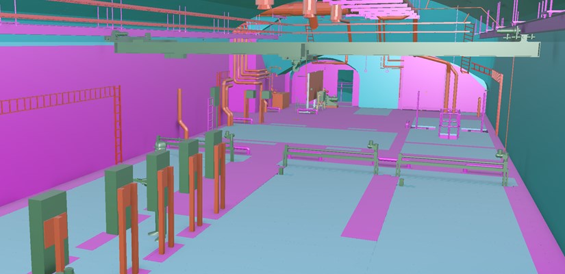 UV-laitoksen 3D-mallinnos. Kuva: Turun seudun puhdistamo Oy. UV-laitoksen 3D-mallinnos. Kuva: Turun seudun puhdistamo Oy.