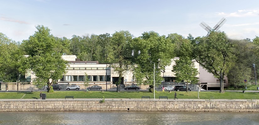 Havainnekuva Wäinö Aaltosen museosta uudistuksen jälkeen. Lisäsiipi pilkottaa kuvassa oikealla. Kuva: Mikko Ojala Oy Havainnekuva Wäinö Aaltosen museosta uudistuksen jälkeen. Lisäsiipi pilkottaa kuvassa oikealla. Kuva: Mikko Ojala Oy