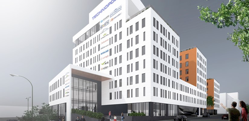Havainnekuva Technopolis Asemakeskuksesta Peltokadulta katsottuna Havainnekuva Technopolis Asemakeskuksesta Peltokadulta katsottuna