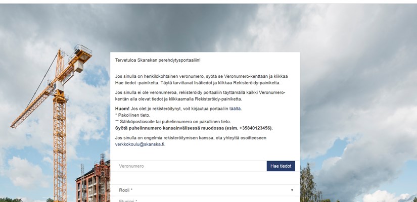 Perehdytysportaalin kirjautumissivu Perehdytysportaalin kirjautumissivu