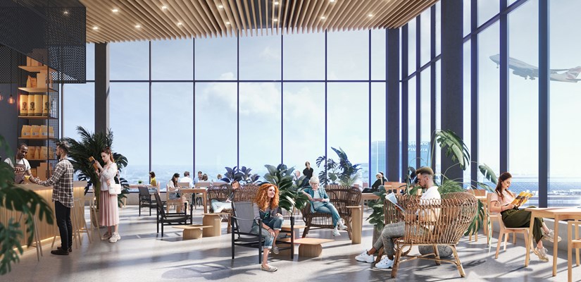 Havainnekuva hotellin Sky Barista. Kuva: SARC Architects Havainnekuva hotellin Sky Barista. Kuva: SARC Architects