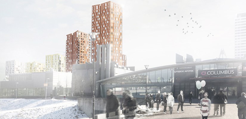 33-kerroksinen Atlas rakentuu aiemmin tänä vuonna käynnistyneen 24-kerroksisen Hyperionin rinnalle. Kuva: B&M Architects 33-kerroksinen Atlas rakentuu aiemmin tänä vuonna käynnistyneen 24-kerroksisen Hyperionin rinnalle. Kuva: B&M Architects