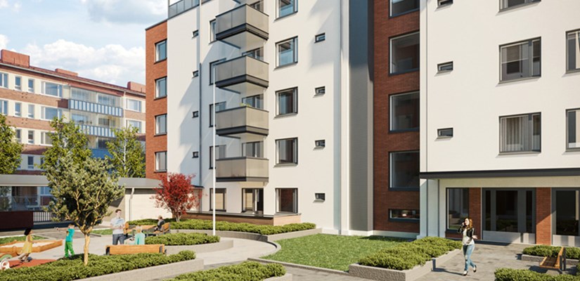 Malskin Korttelissa asuintalojen pihat luovat suojaisia ja viihtyisiä oleskelupaikkoja. Malskin Korttelissa asuintalojen pihat luovat suojaisia ja viihtyisiä oleskelupaikkoja.