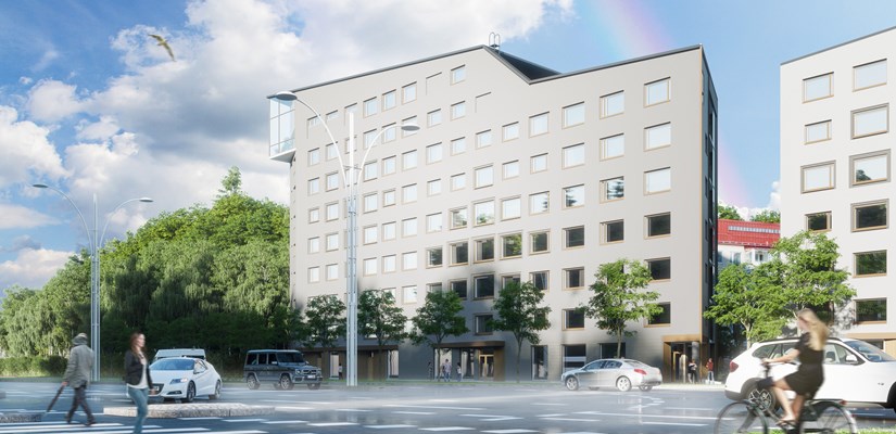 Havainnekuva As. Oy Helsingin Rakuunanpuistosta kaudun puolelta Havainnekuva As. Oy Helsingin Rakuunanpuistosta kaudun puolelta