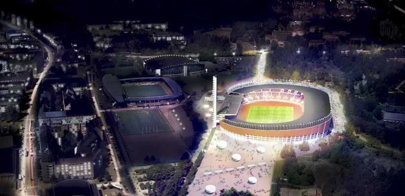 Uudistuvan Olympiastadionin peruskivi muurattiin tiistaina 13. kesäkuuta.