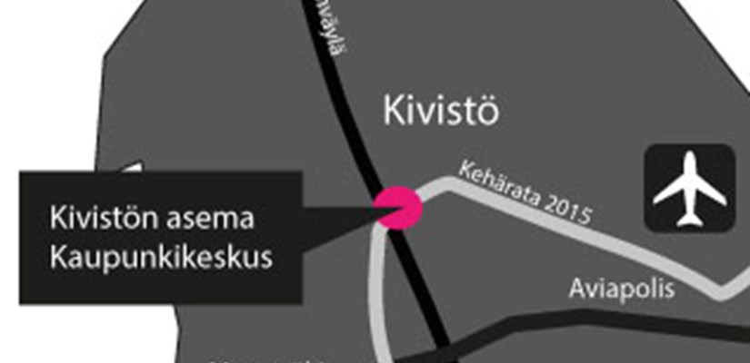 Kivistön kaupunkikeskuksen sijainti Vantaalla