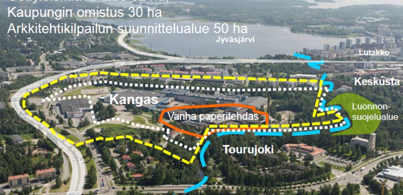 Kankaan alue sijaitsee vain puolen kilometrin päässä Jyväskylän keskustasta.